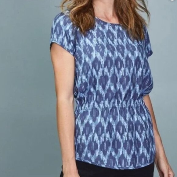 Toad&Co Ladies Blue Top with Elastic Waistband & Decorative Sleeves Size M - Picture 1 of 5
